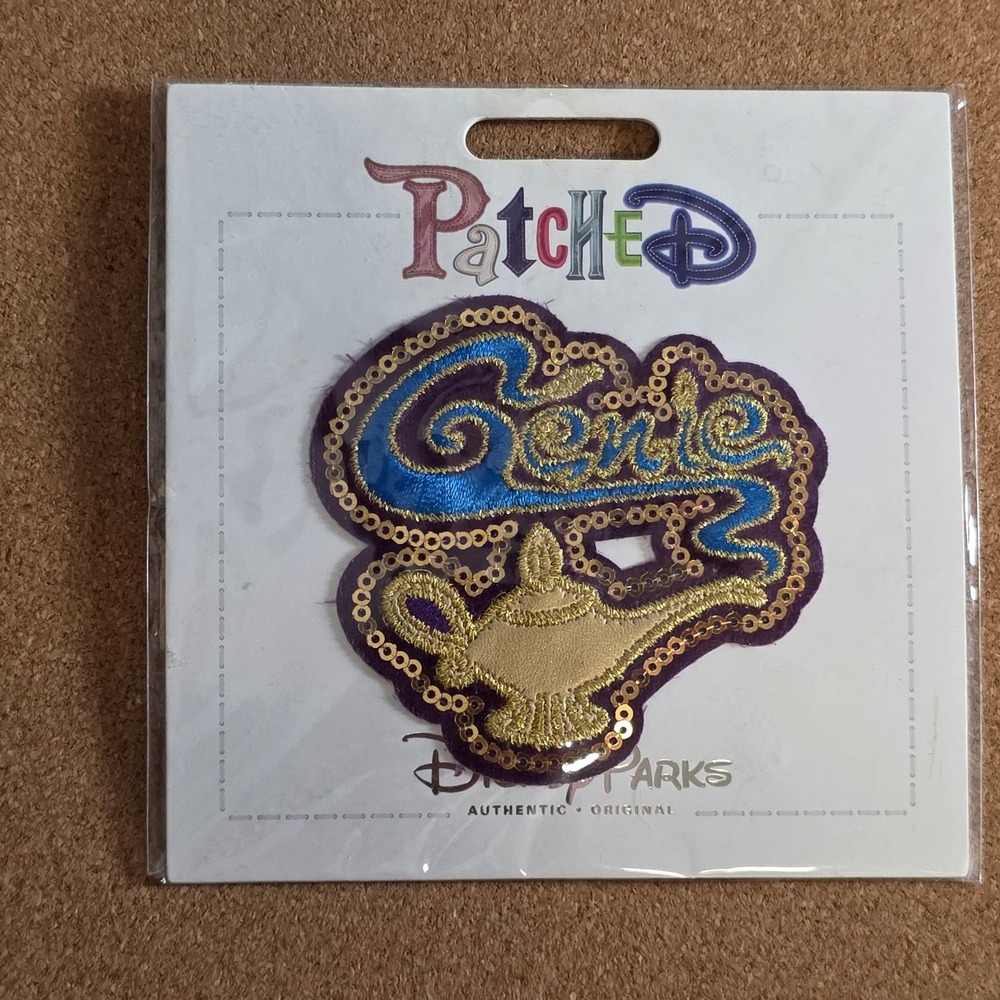Disney Parks Patched Aladdin Genie Lamp Embroidered Sequin Adhesive Sew On Patch